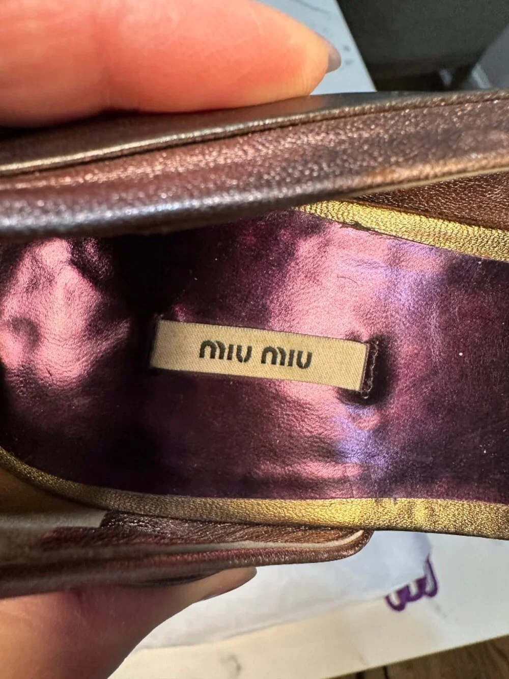 Miu Miu Metallic Multi-Tone Leather D'Orsay Open Toe Flats 37.5 / 7.5